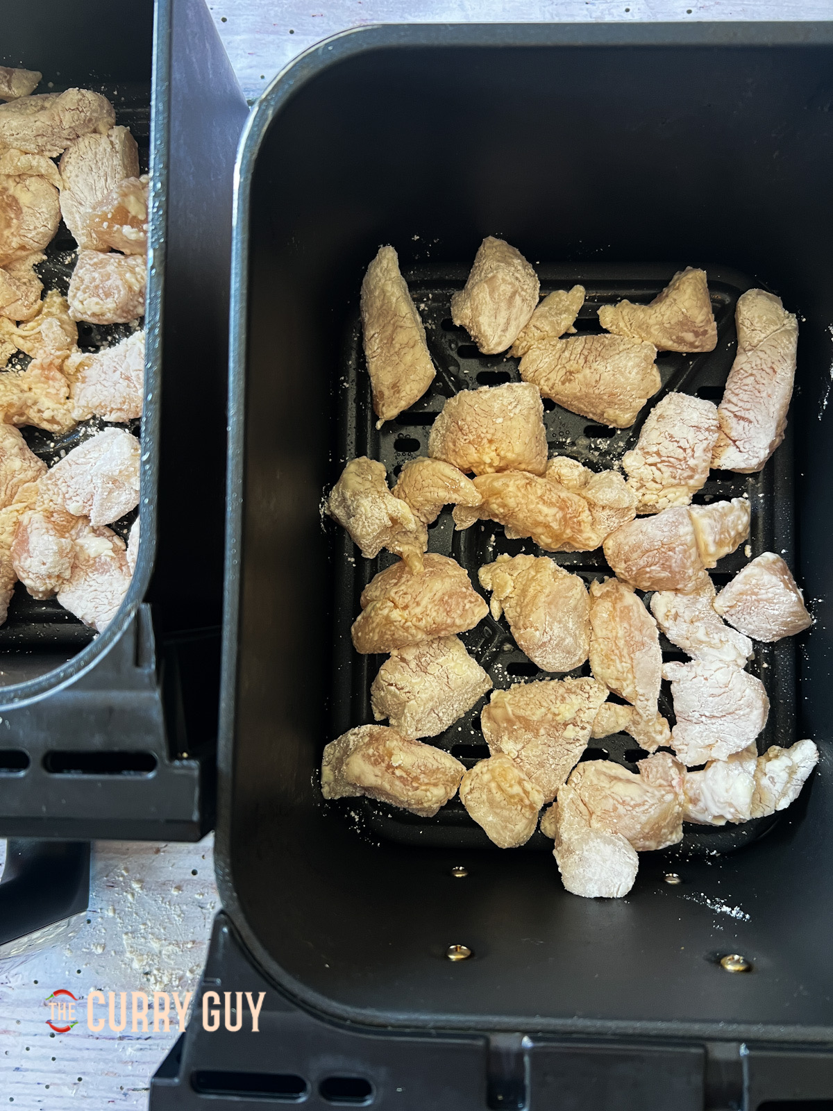 Air fryer sesame chicken cooking 