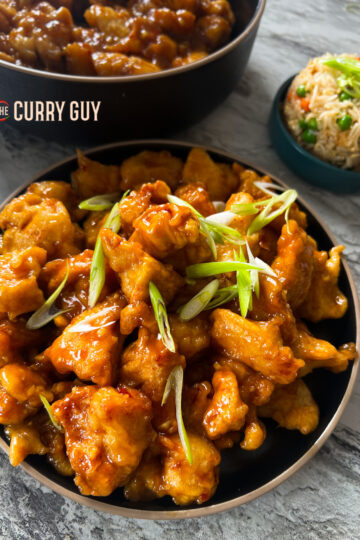 Orange chicken served up on a plate