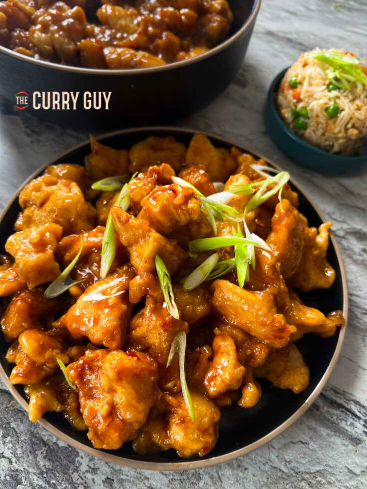 Orange chicken served up on a plate