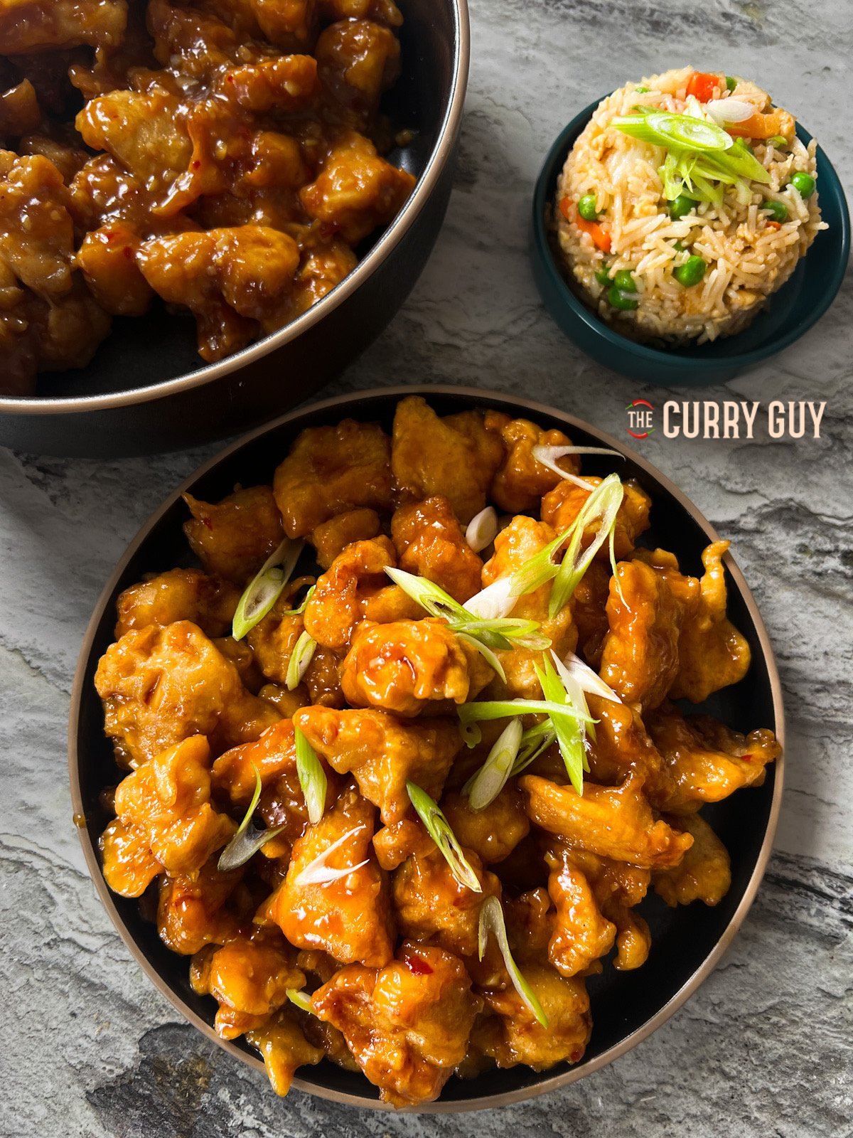 Panda express orange chicken served up with fried rice