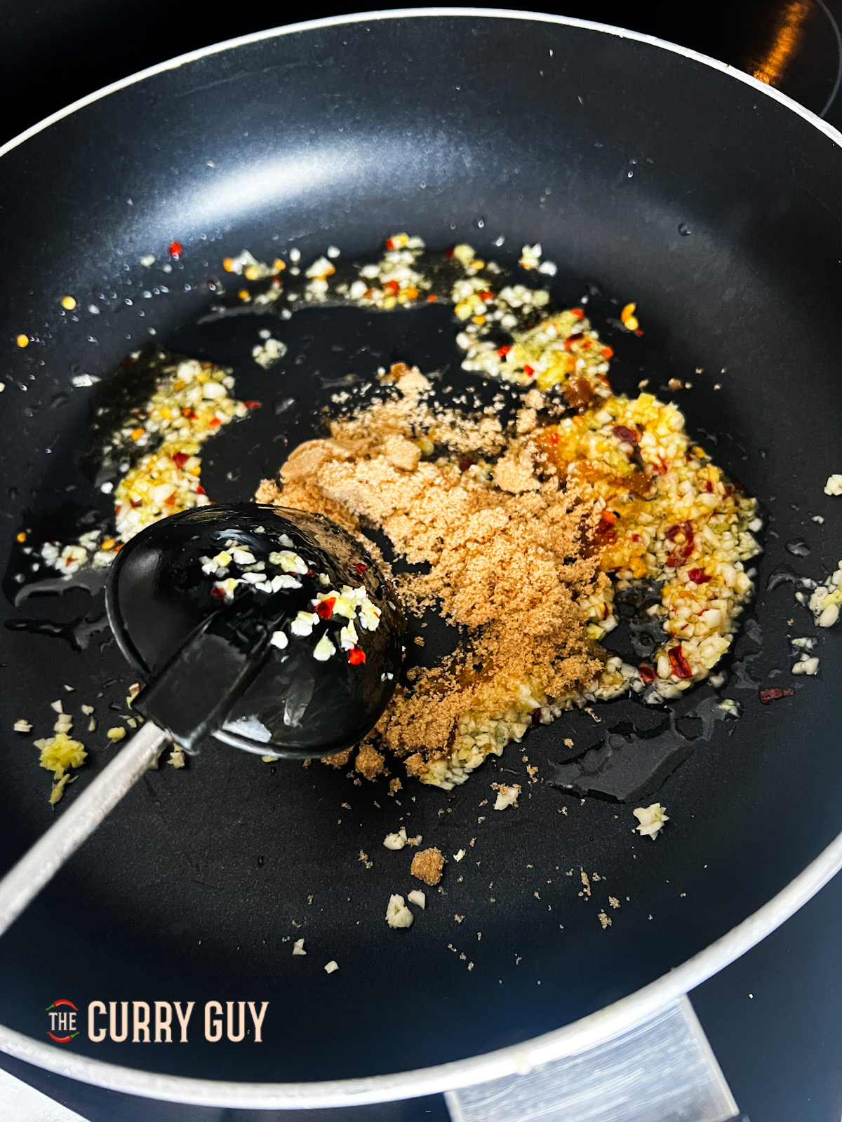 sugar added to the pan