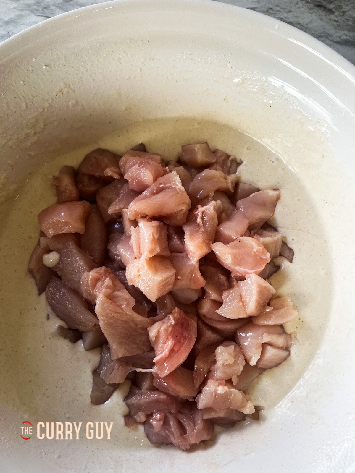 chicken added to the bowl.