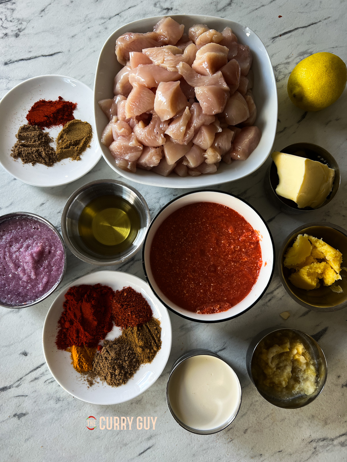 Ingredients for slow cooker butter chicken.