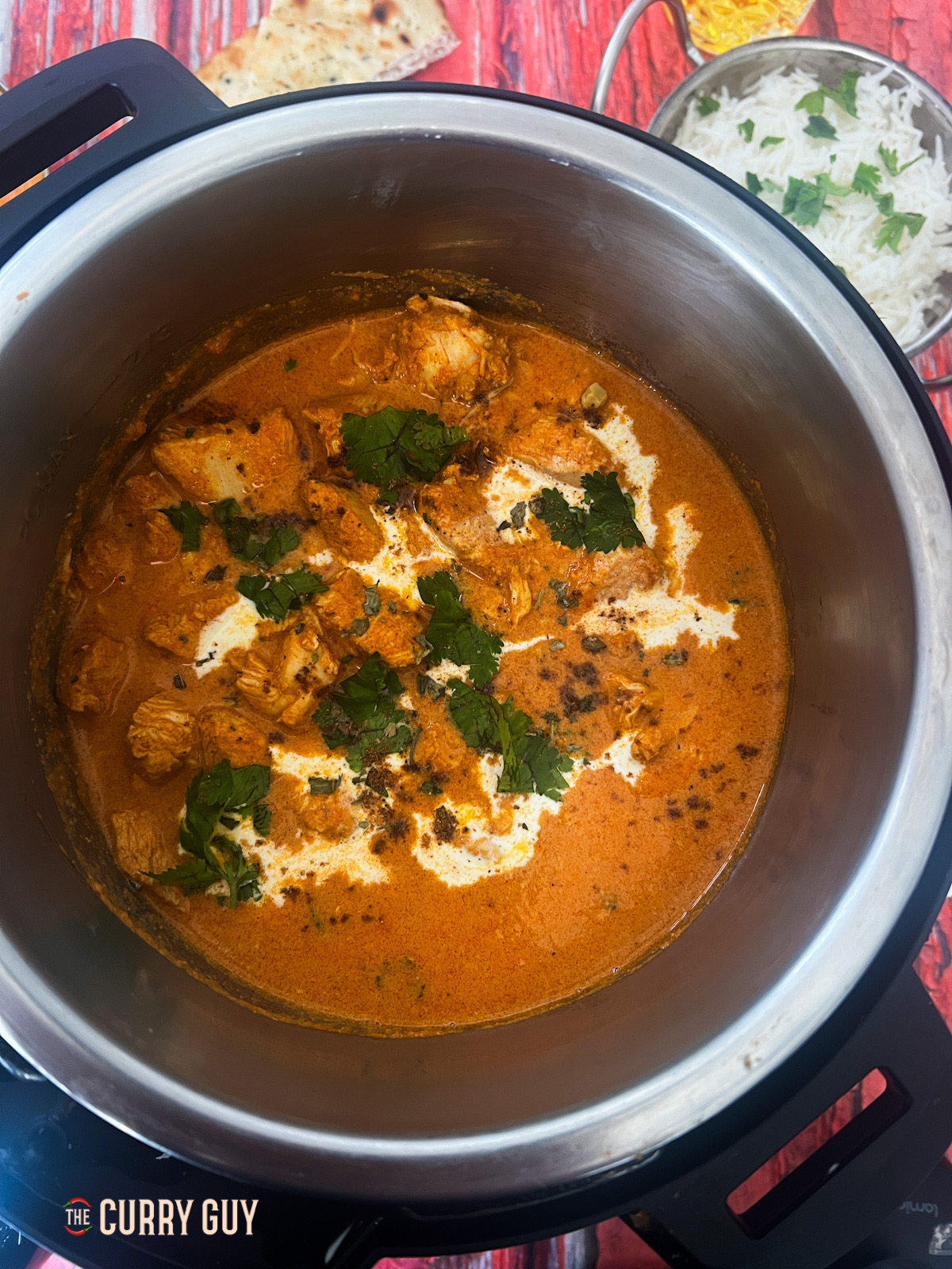 butter chicken served from the pan