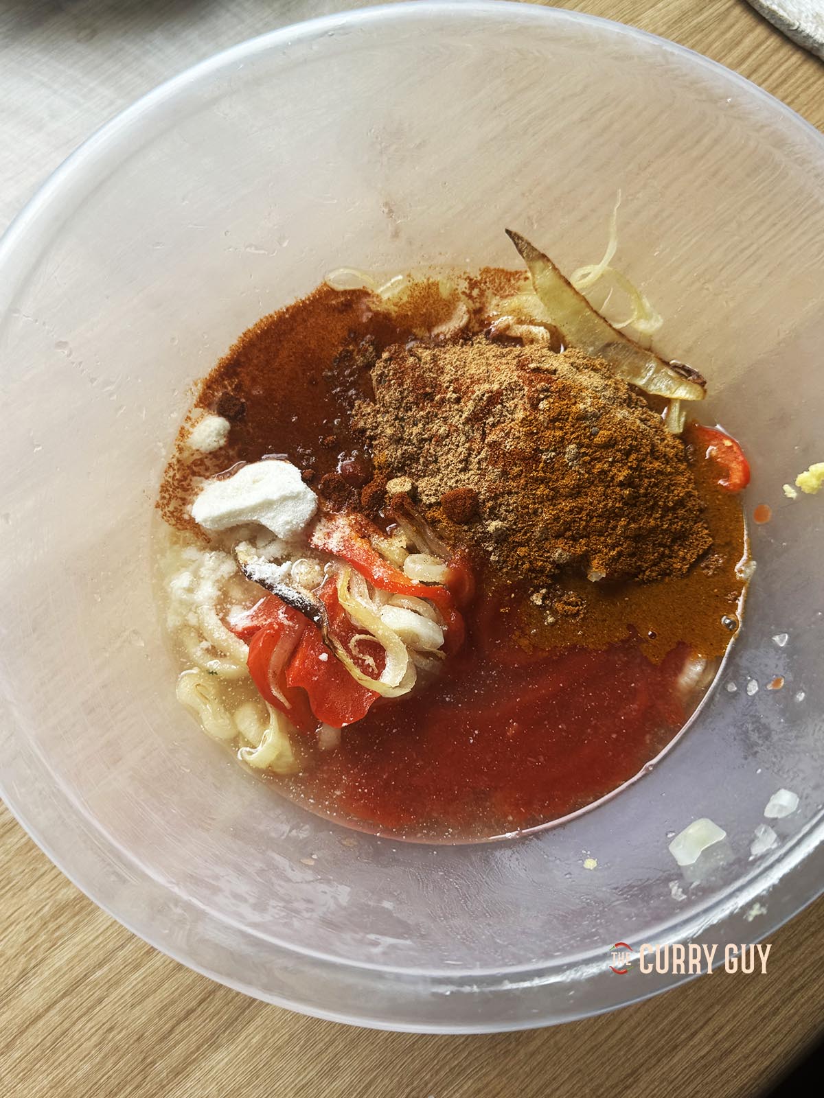 The sauce ingredients in a mixing bowl.