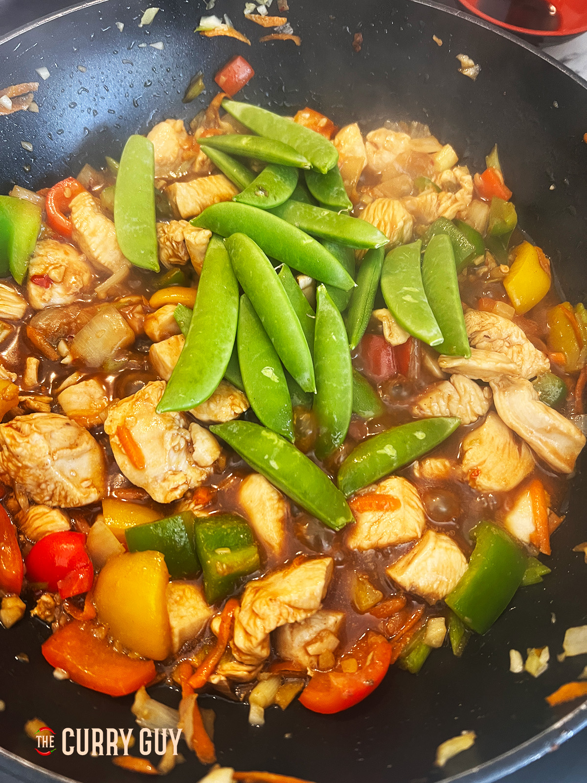 sugar snap peas in a pan
