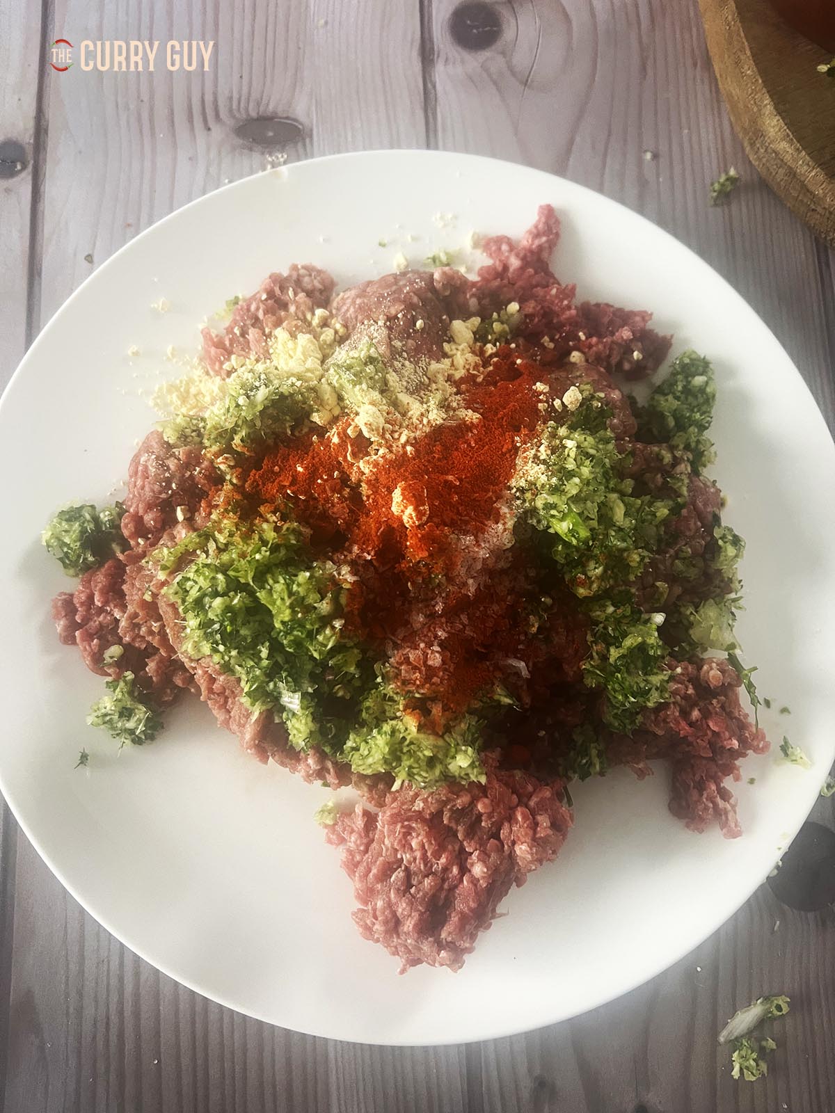 The kofta ingredients on a plate.