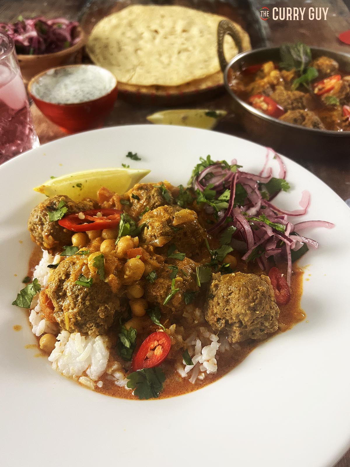 Beef kofta curry with chickpeas.