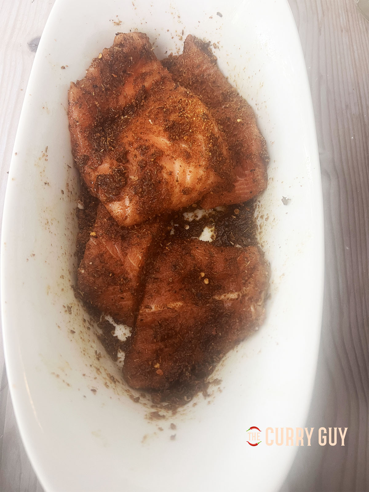 Salmon steaks in the Cajun rub