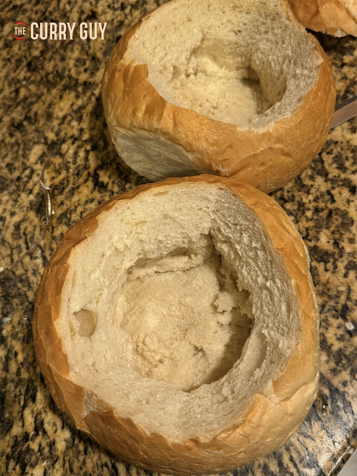 The bread bowls scooped out