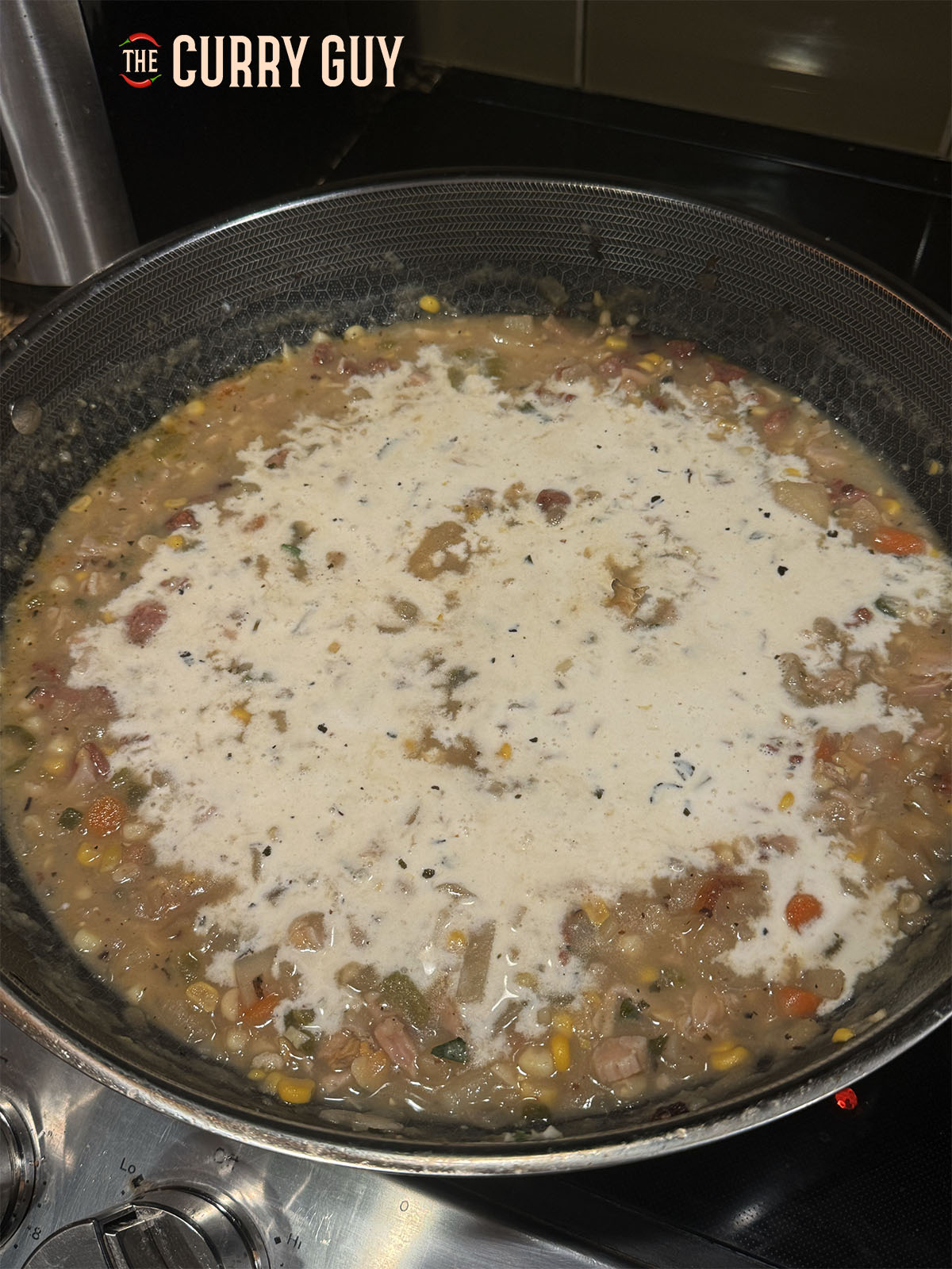 The cream in the pan