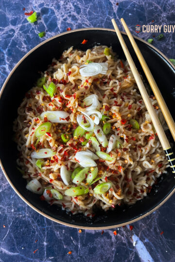 Peanut Butter Noodles with a kick of chilli and garlic