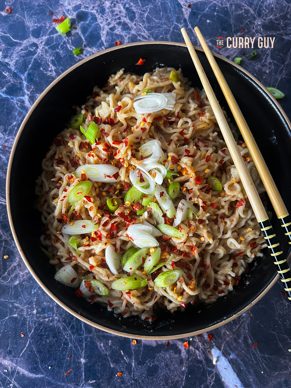 Peanut Butter Noodles with a kick of chilli and garlic