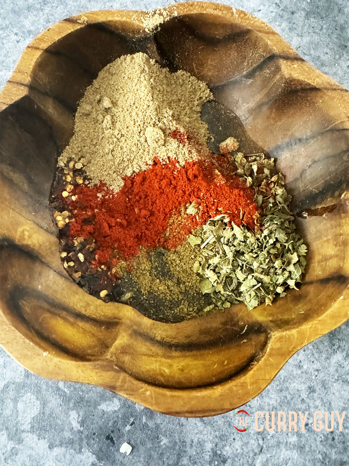 The spices and herbs for the marinade.