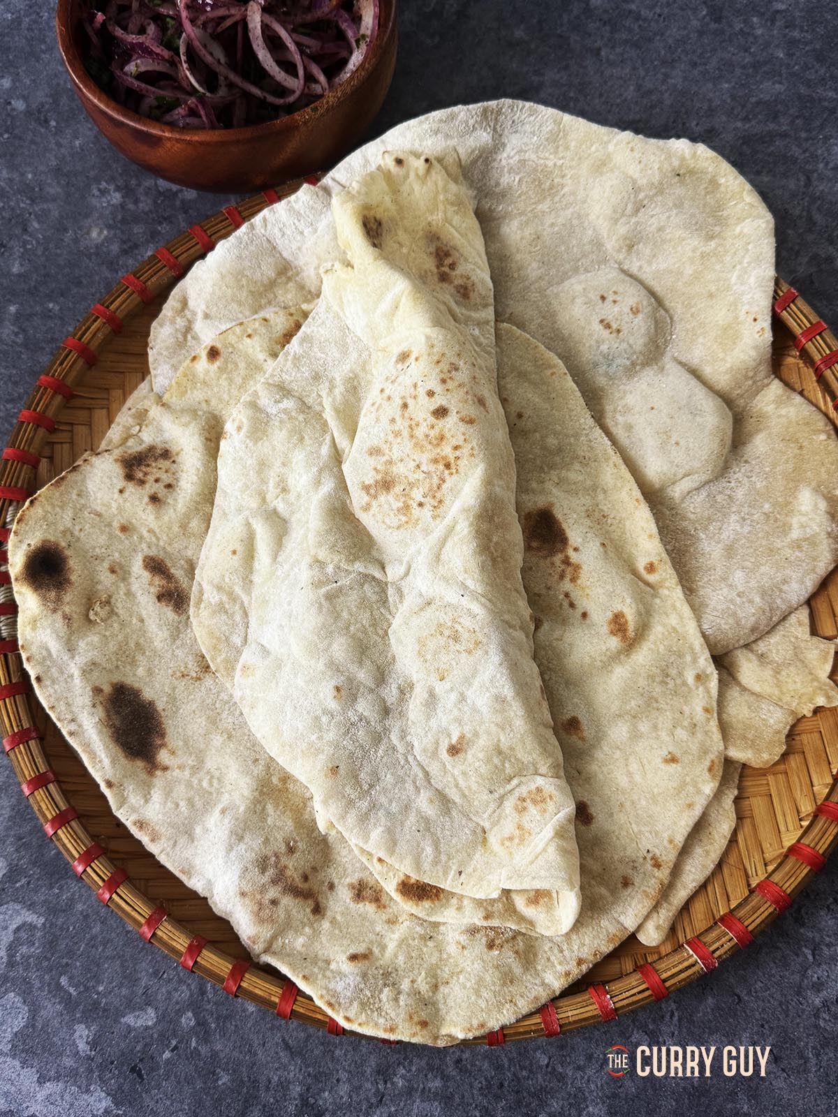 Lavash bread on a serving dish.