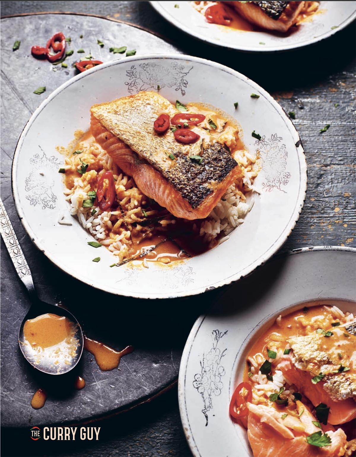 choo chee salmon on a serving plate.
