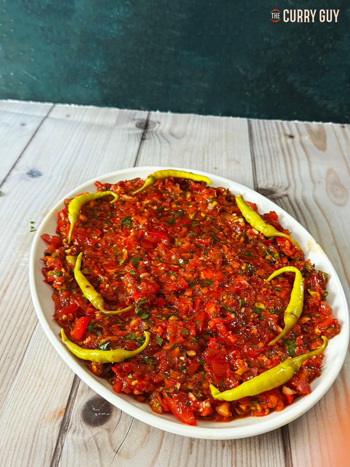 Ezme salad on a serving plate. 