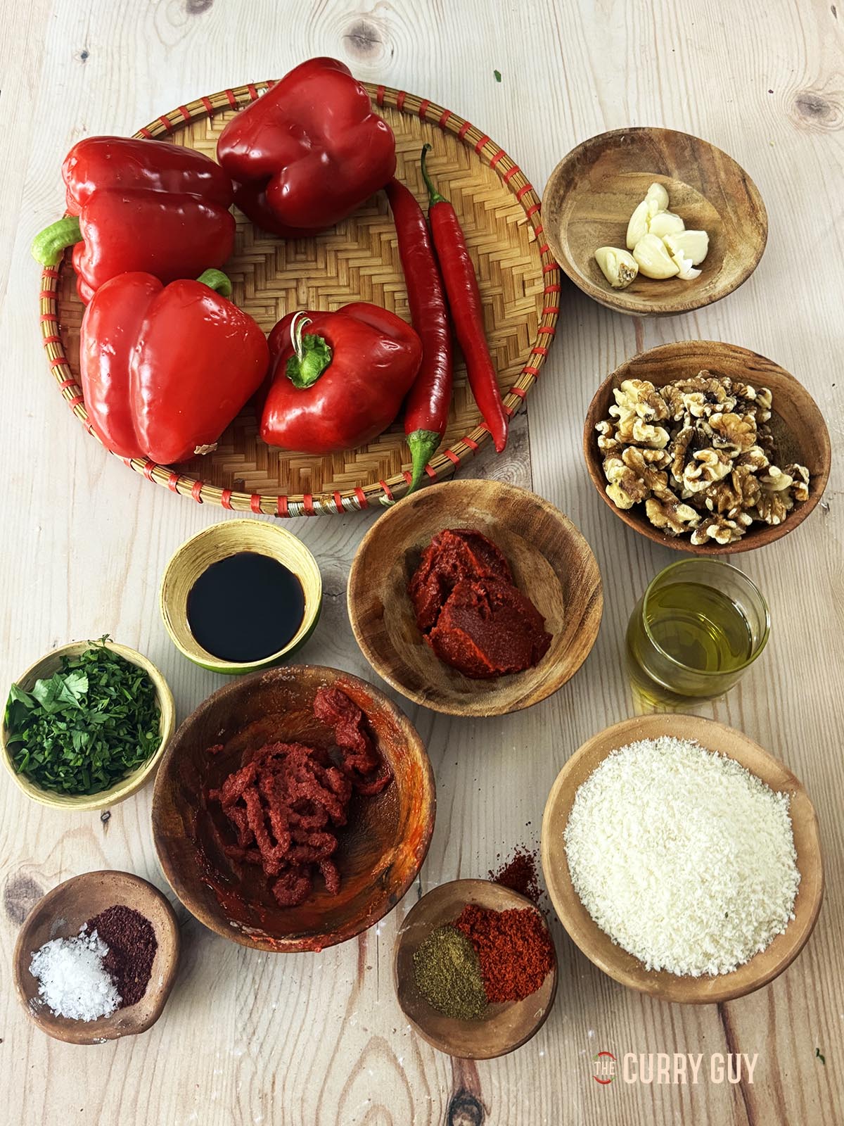 Ingredients for the recipe laid out and prepared.