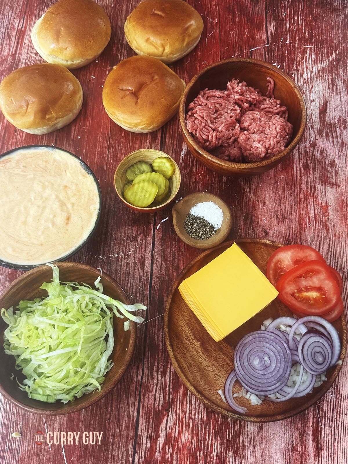 Ingredients for the burgers measured out and ready.