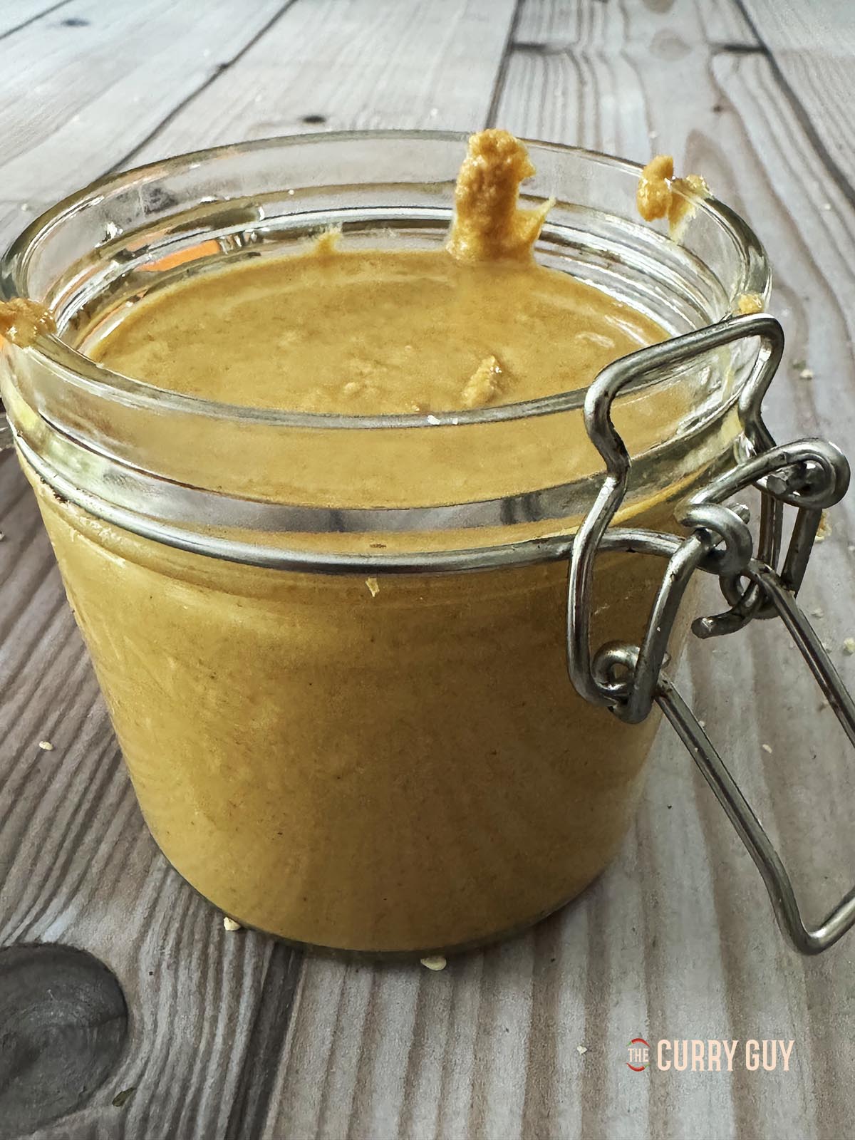 Homemade tahini in a jar.