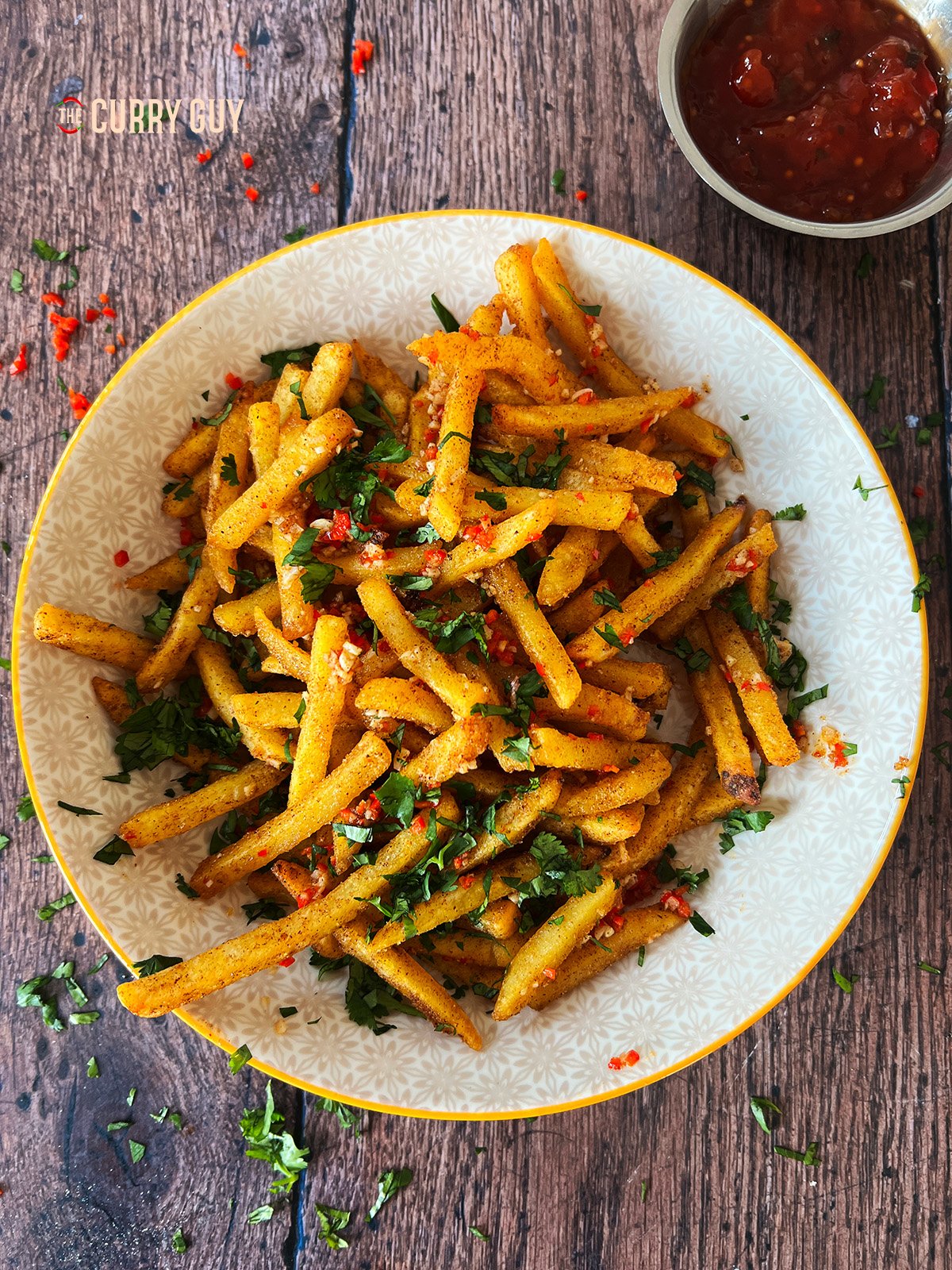 Masala fries served in a bowl. 
