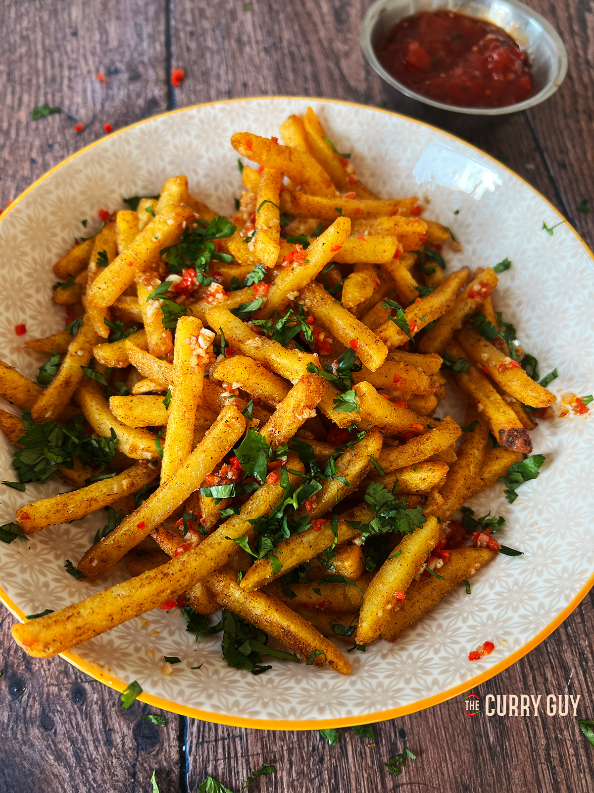 Air Fryer Masala Fries in a bowl. 