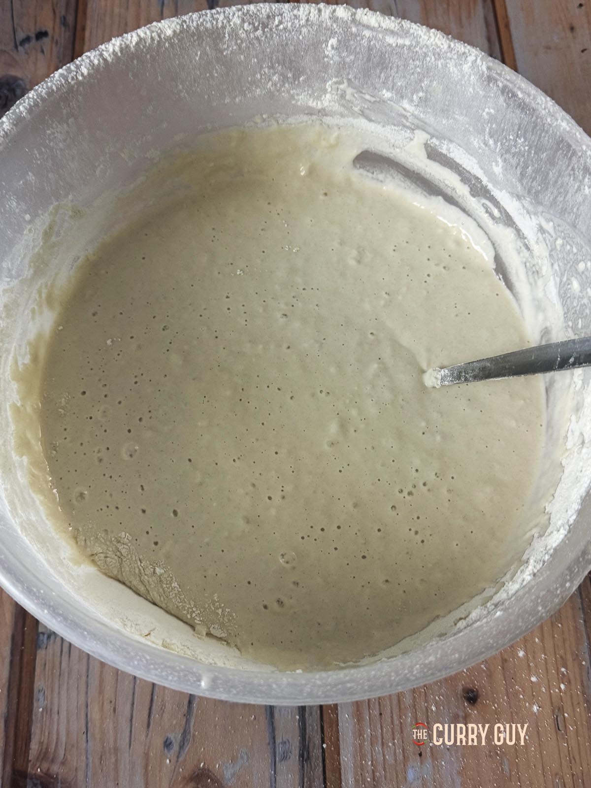 The water, starter and flour mixture