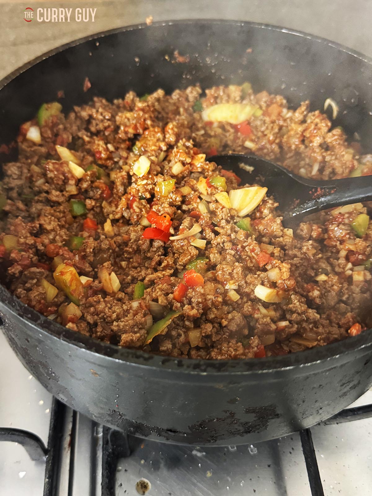 The meat mixture all prepared and ready to add to the pides.