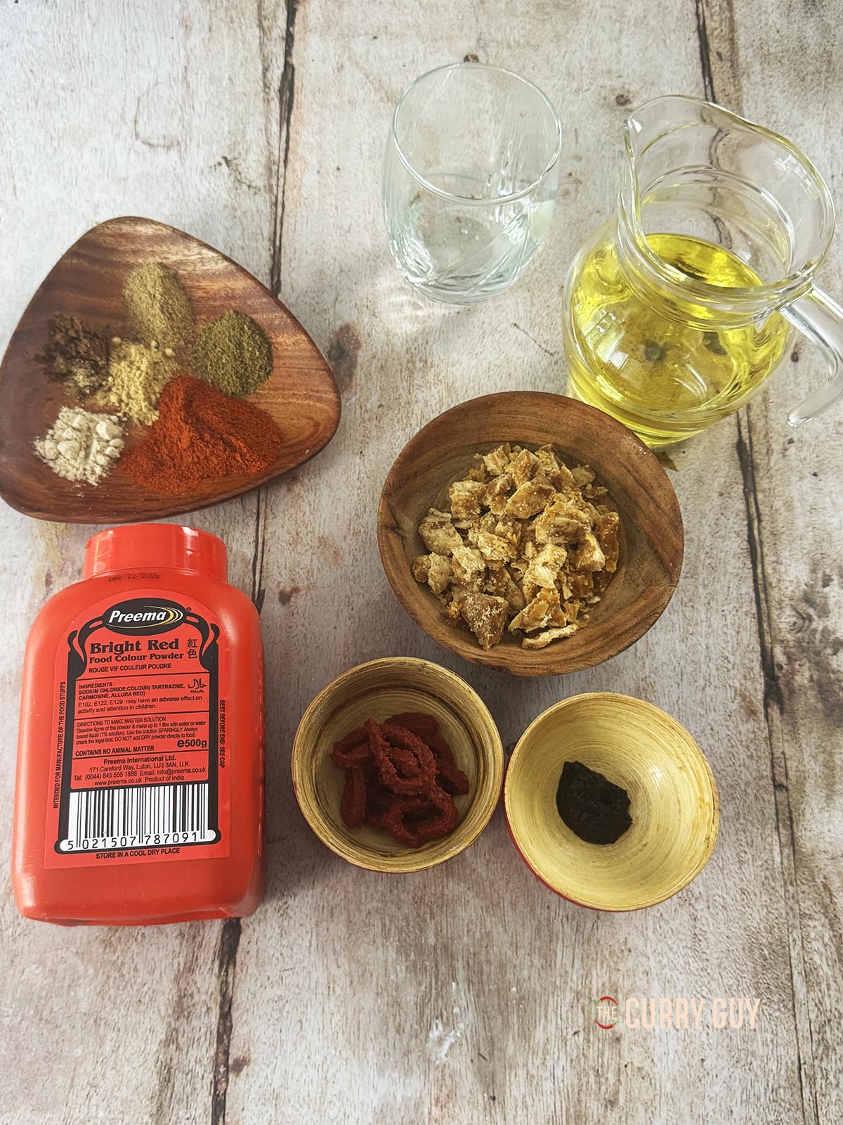 Ingredients for the recipe set out on a tabletop.