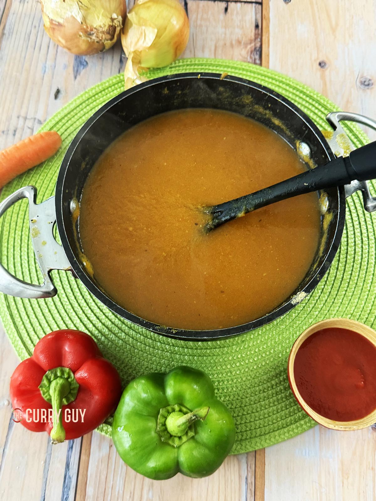 20 minute base curry sauce on a countertop, ready to use.