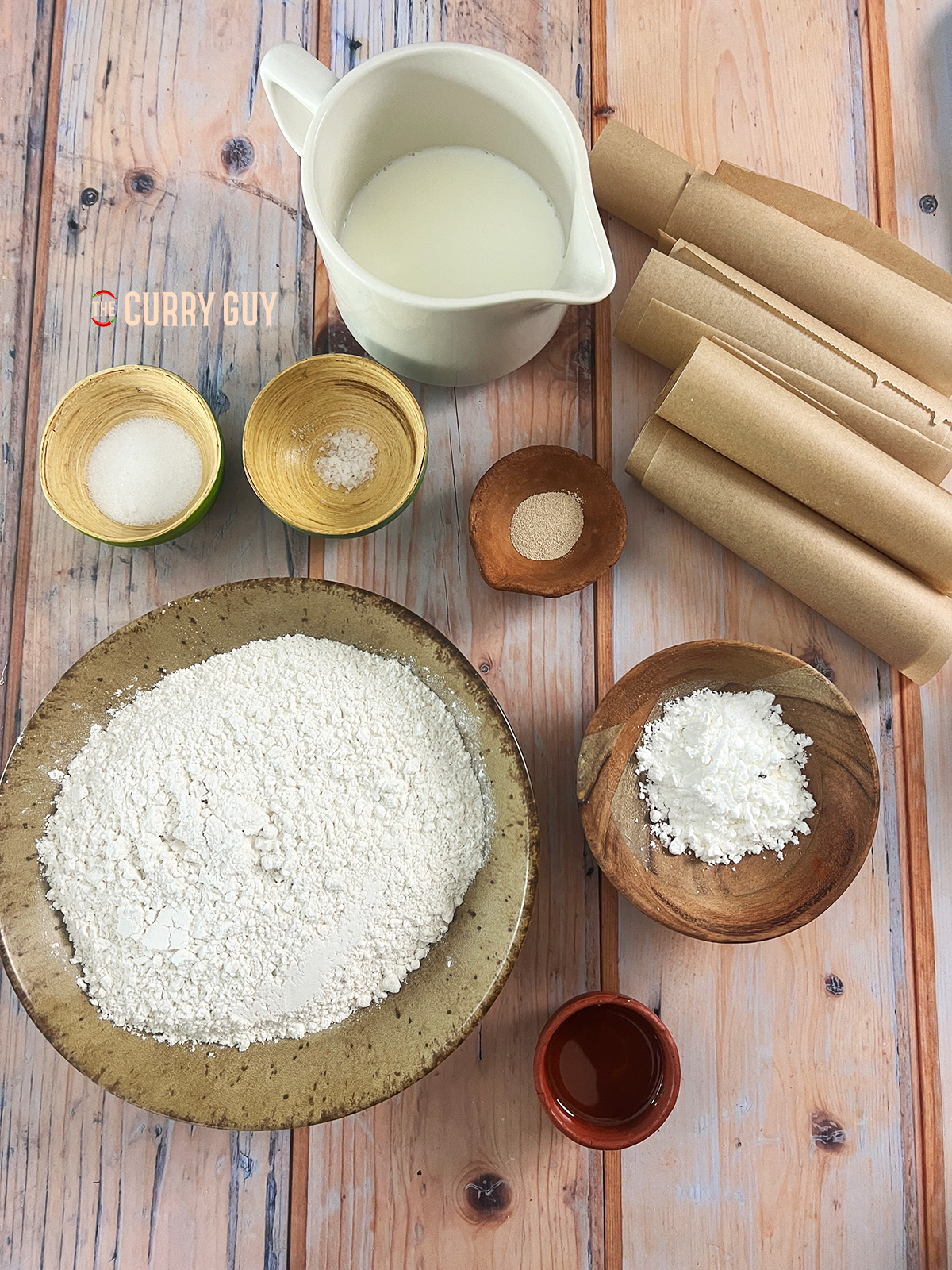 ingredients for lotus leaf bao prepared