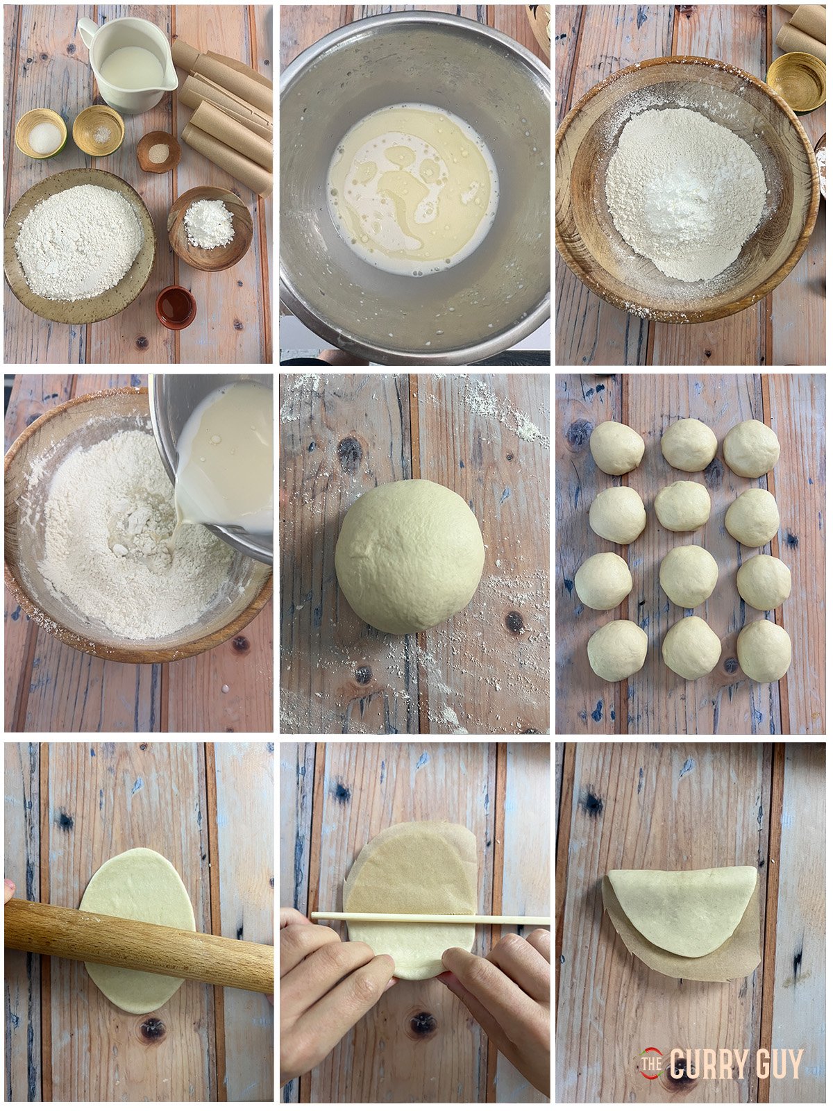 step by step photographs for making bao buns