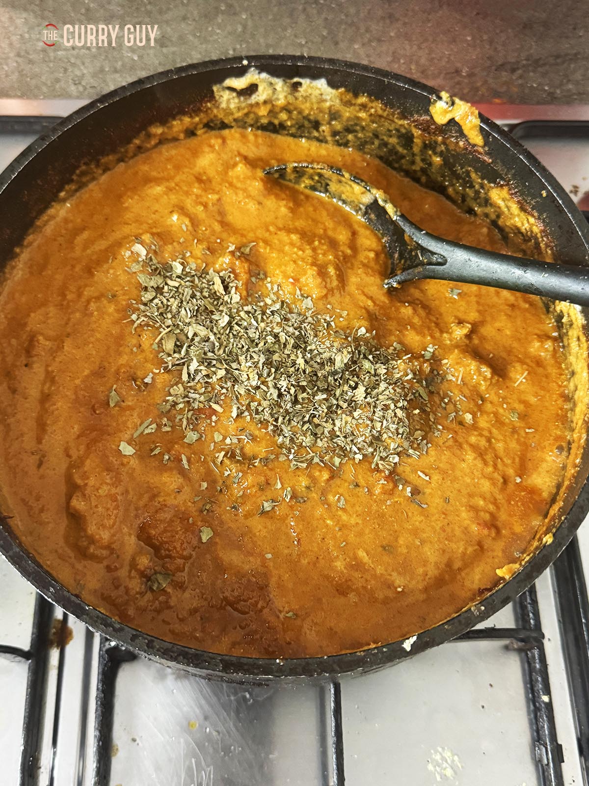 Finishing the curry off by adding the kasoori methi, salt to taste and the lemon juice to taste