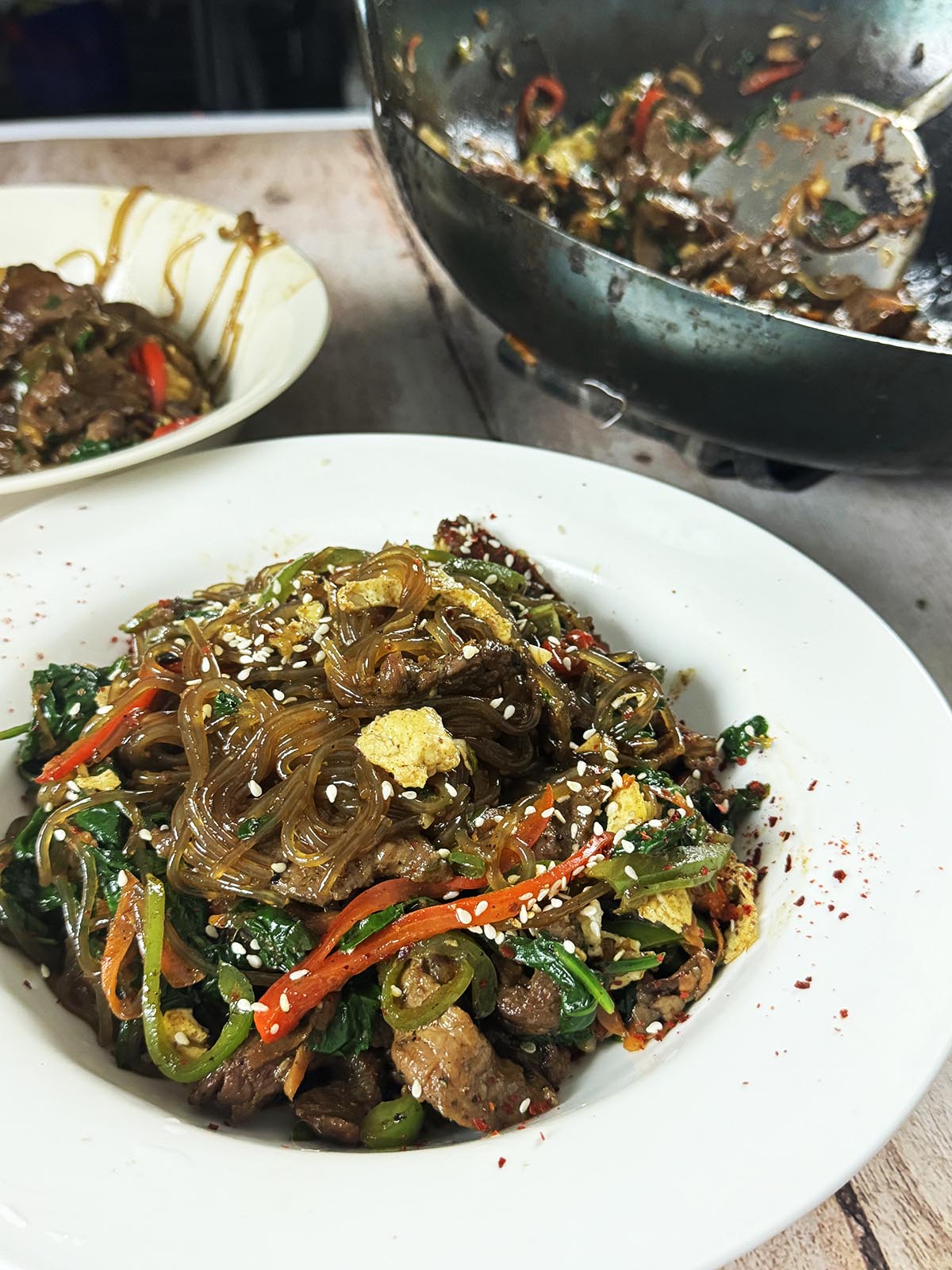 The finished dish from this japchae recipe.