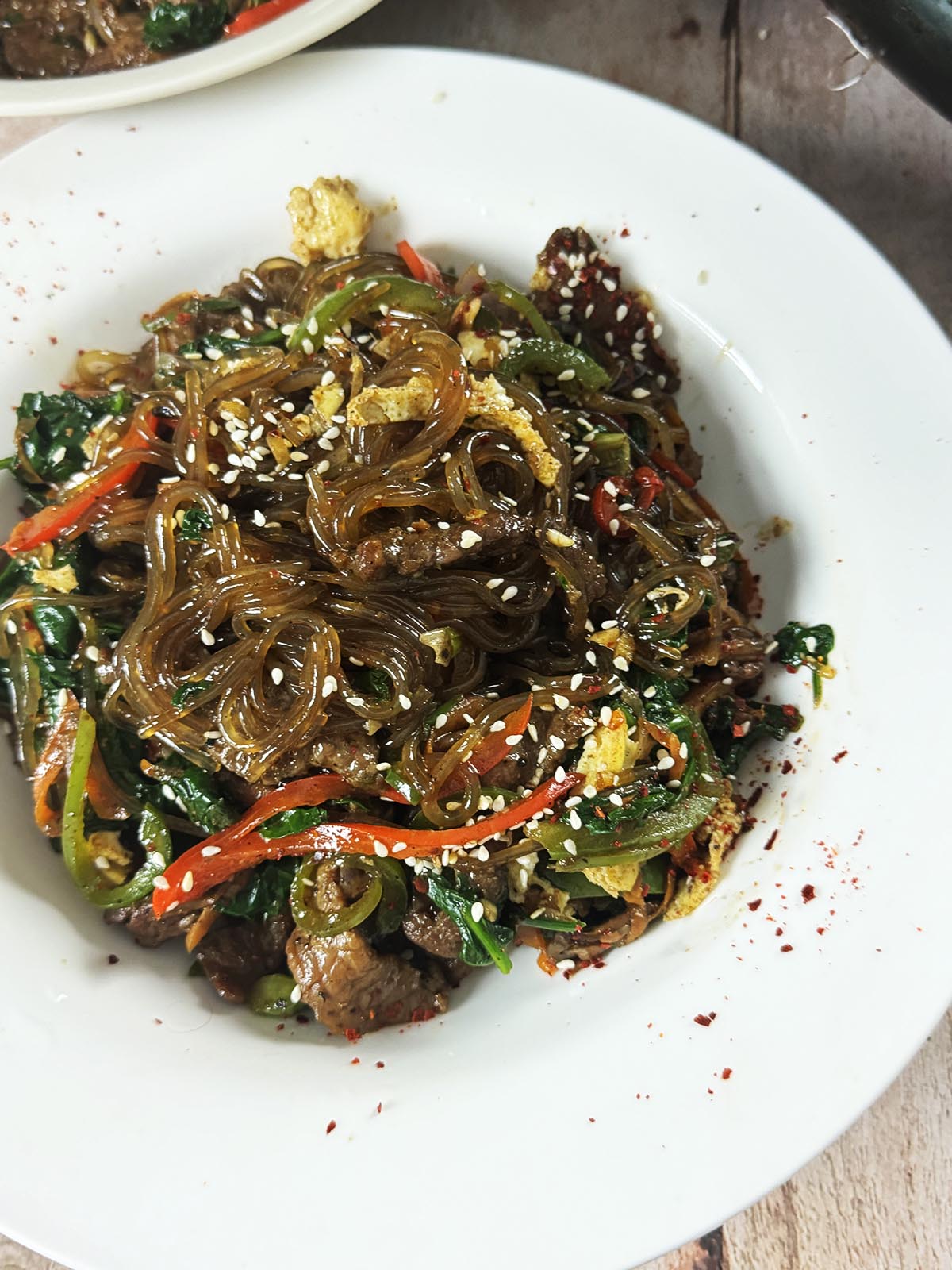 The finished dish fro this Korean japchae recipe.