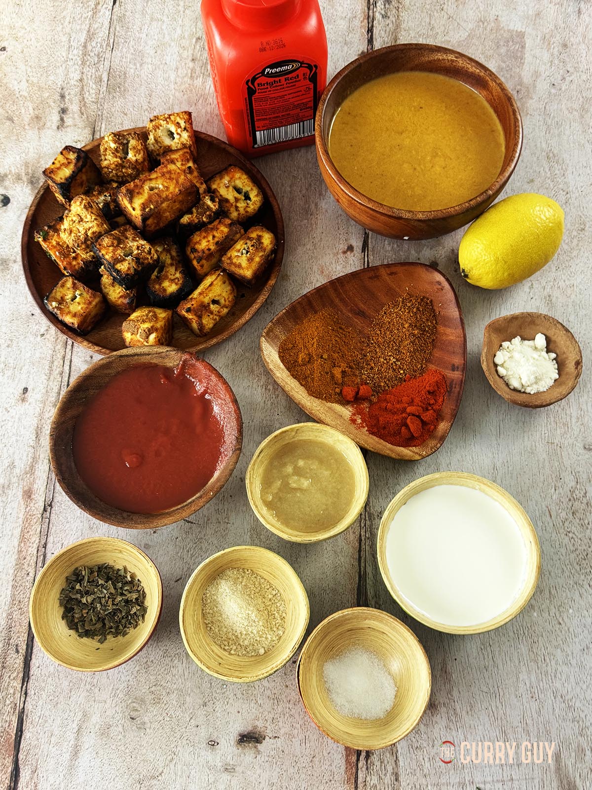 Ingredients for the recipe all laid out on a countertop.
