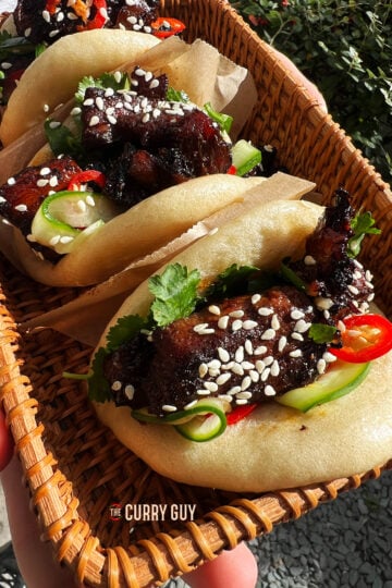 Pork Belly Bao on a serving platter.