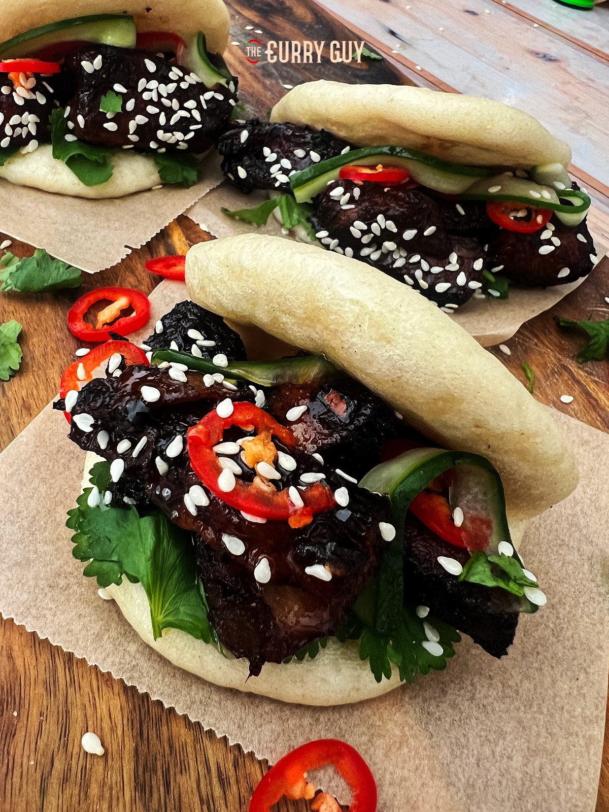 pork belly bao portioned and presented for a recipe