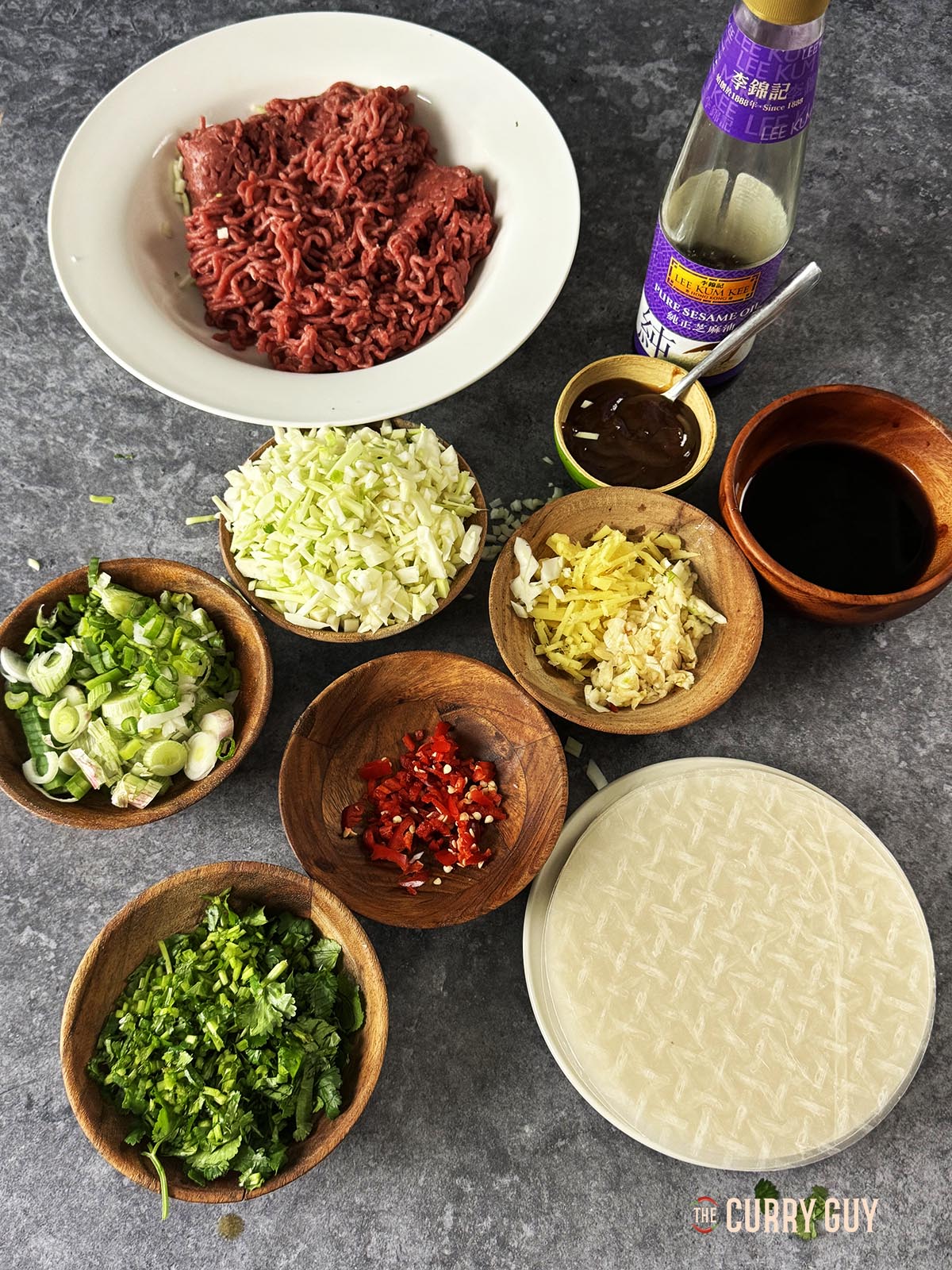 The ingredients for the recipe laid out and ready to cook.