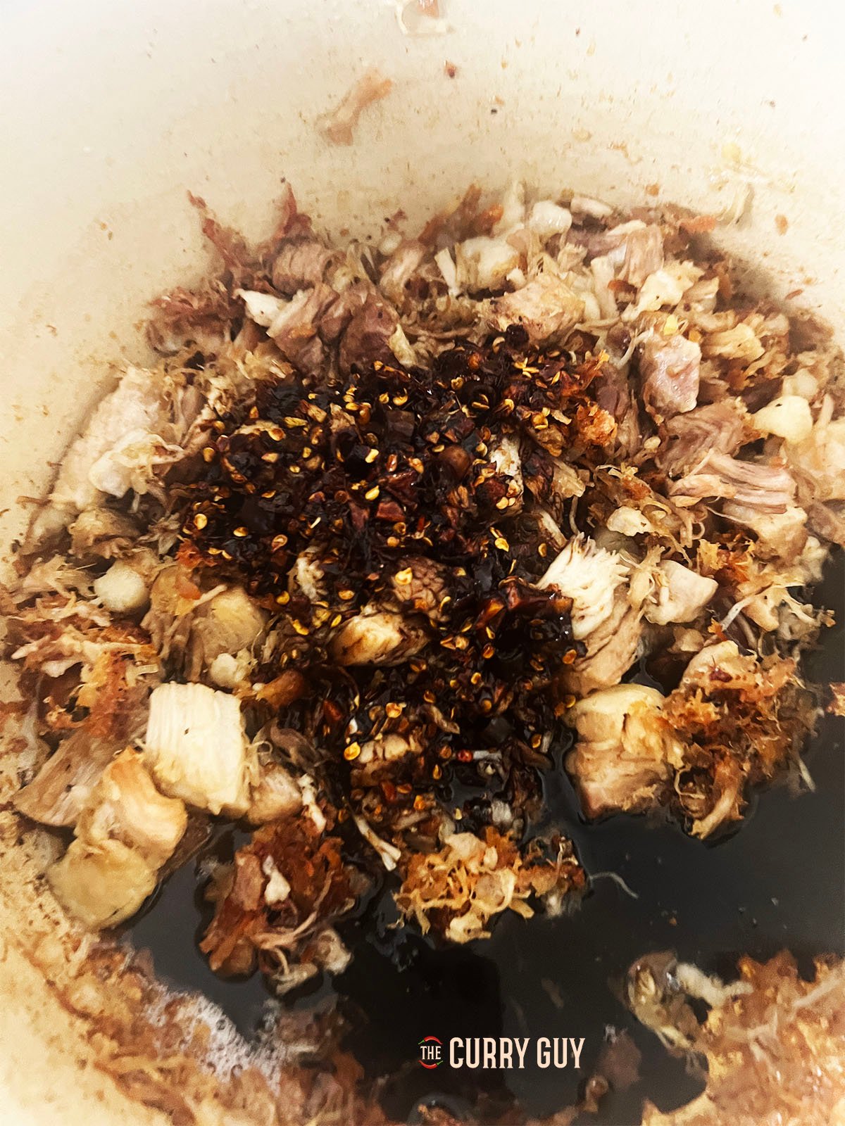 The pork with the glaze ingredients 