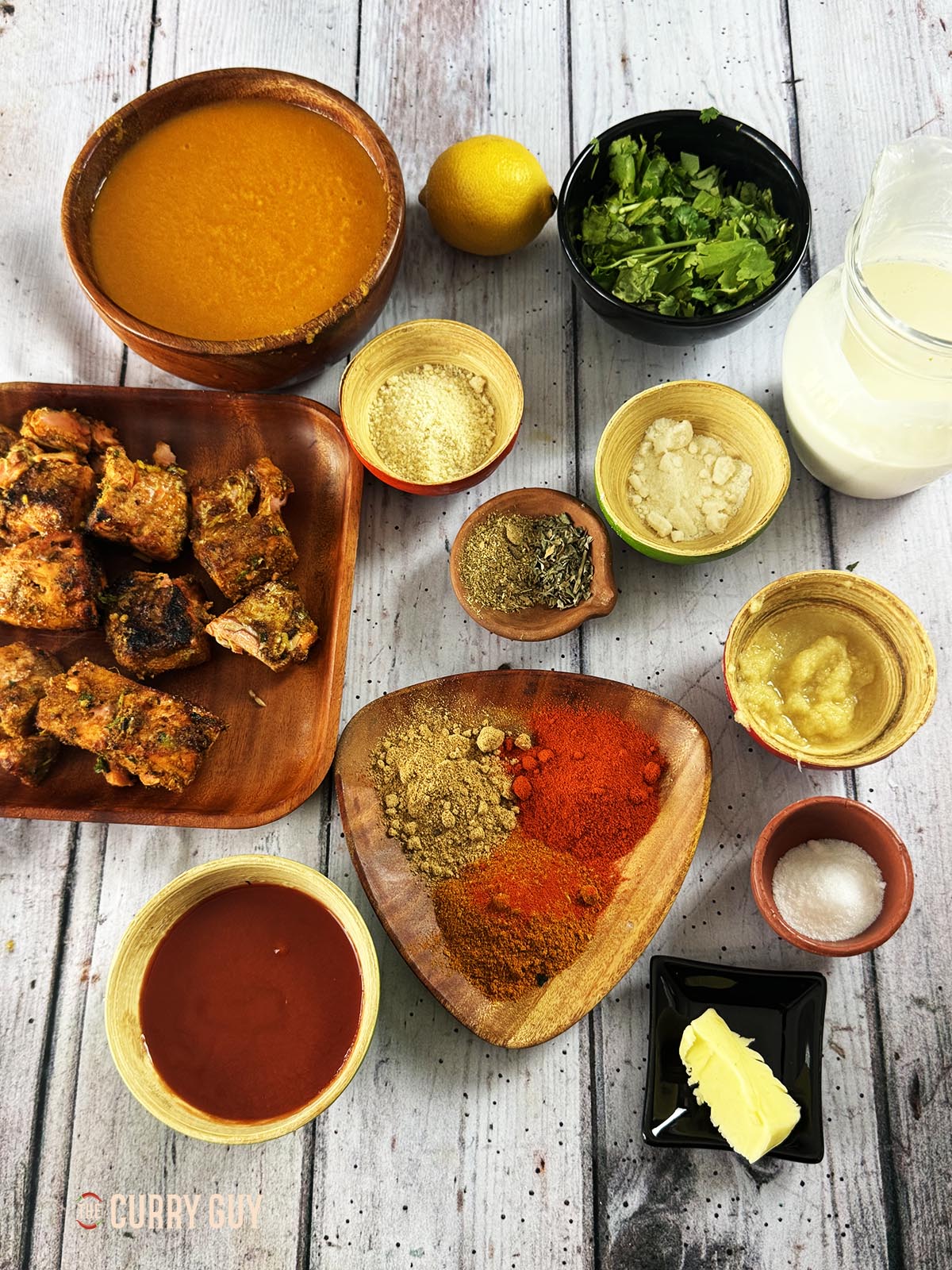 The ingredients for the recipe laid out on a countertop.