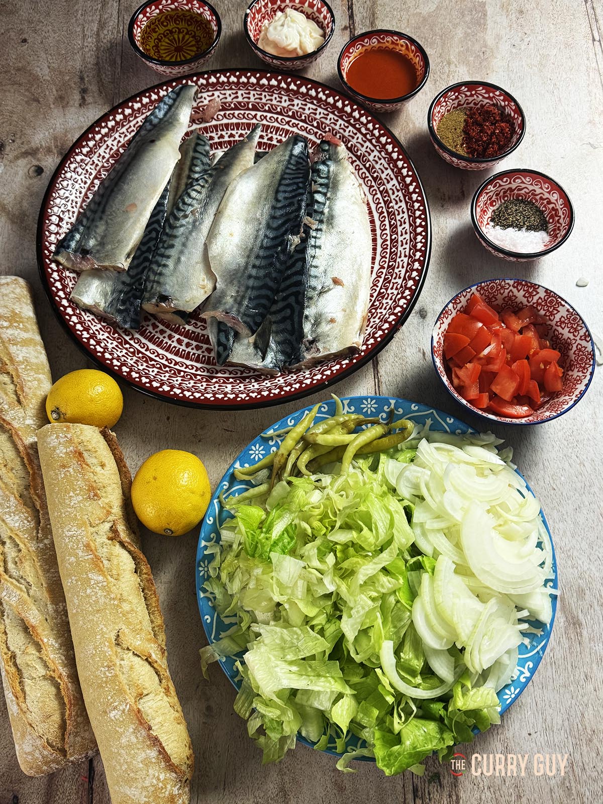 The ingredients for the recipe laid out on a countertop.