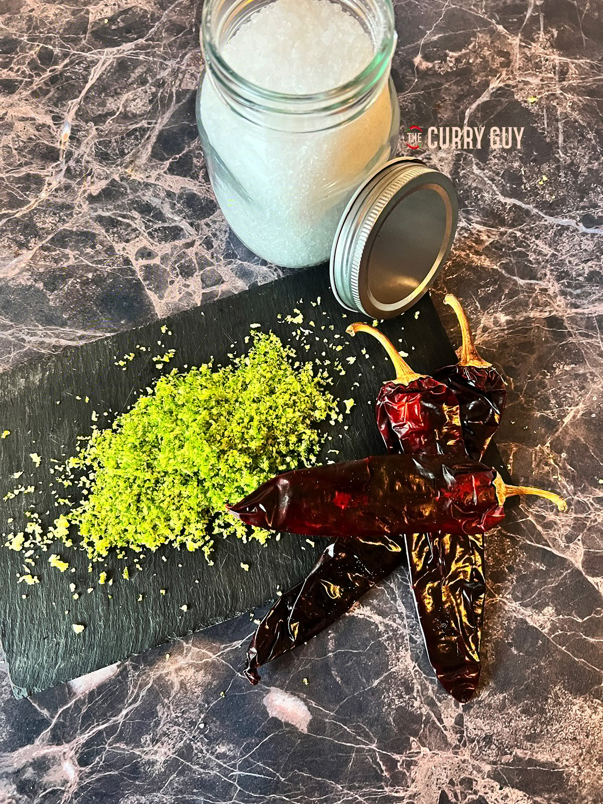 Ingredients for chilli lime salt. 