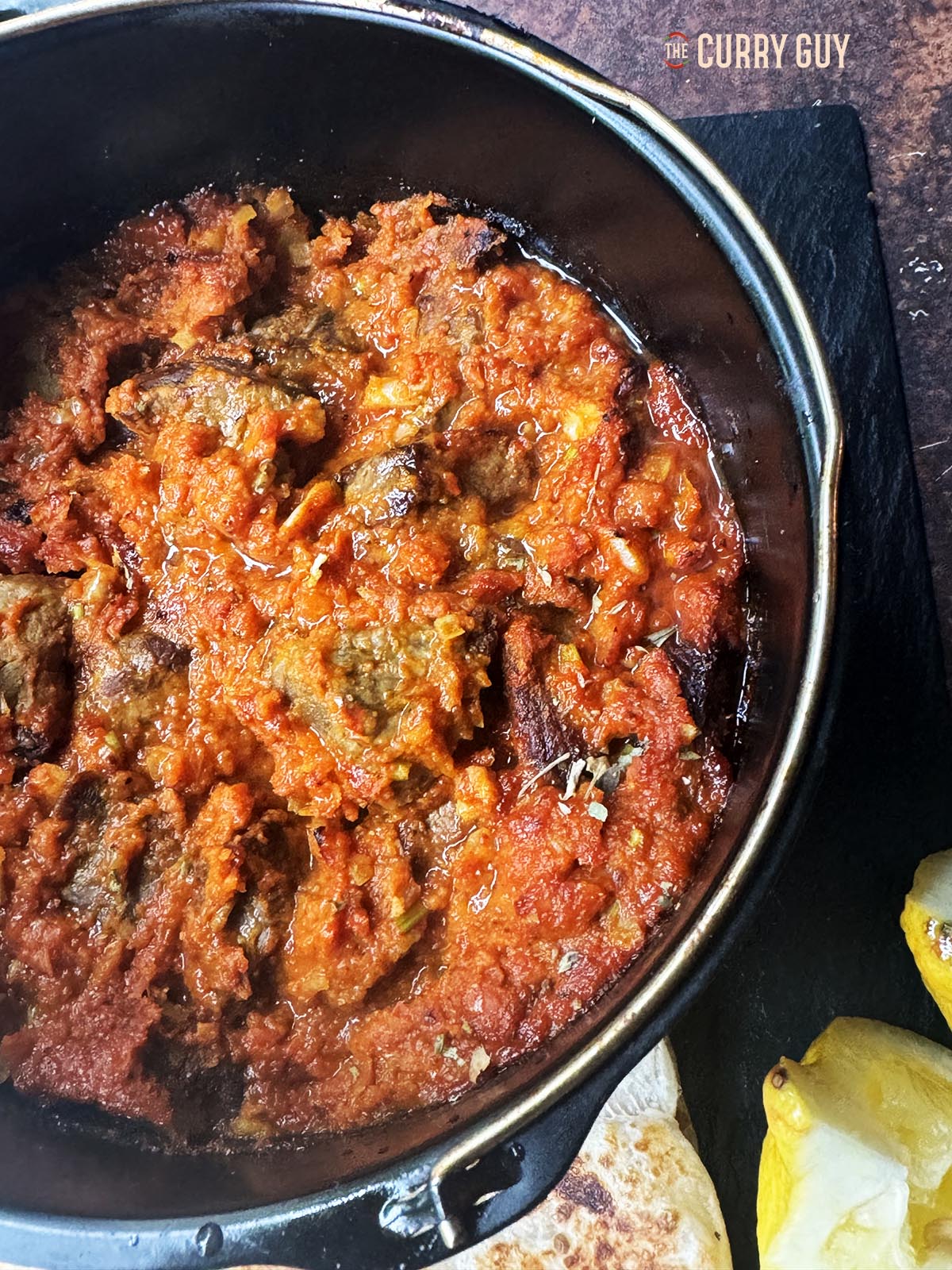 Air fryer bhuna in the pan it was cooked in.