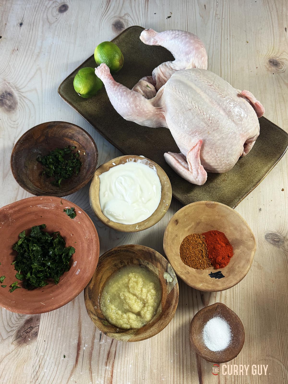 The ingredients for the recipe laid out on a countertop. 