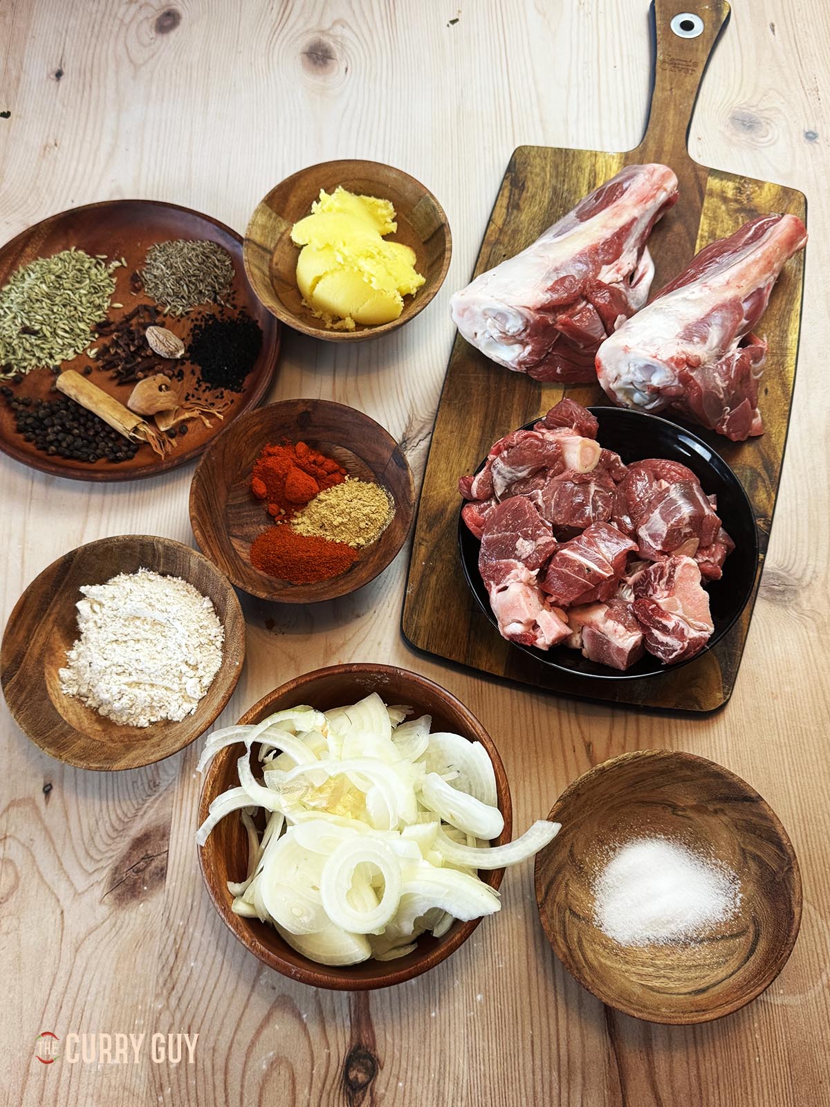 The ingredients for the recipe measure and laid out to start cooking.