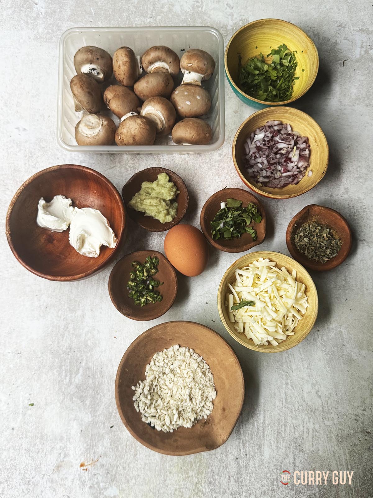 The ingredients for the recipe laid out on a countertop.