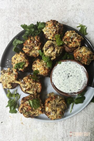 The mushrooms after air frying.