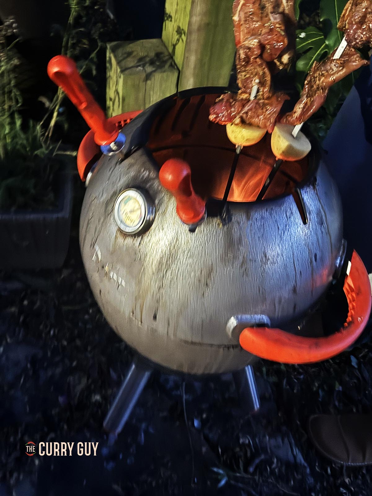 All of the rabbit skewers in the tandoor oven.