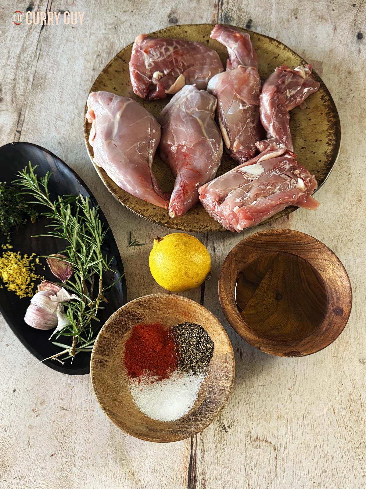 The ingredients for the recipe laid out on a countertop.